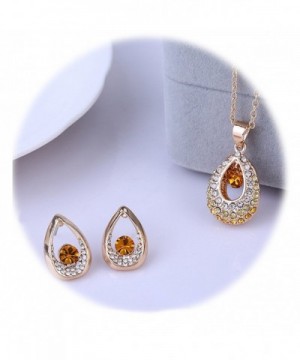 Apricot Colored Crystal Necklace Earrings Jewelry