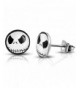Stainless Skellington Circle Button Earrings