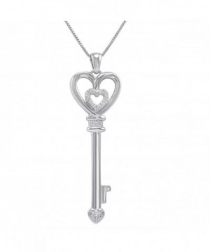 Diamond Heart Pendant Necklace Sterling Silver