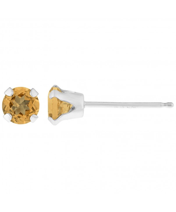 Round Yellow Citrine Birthstone Earrings