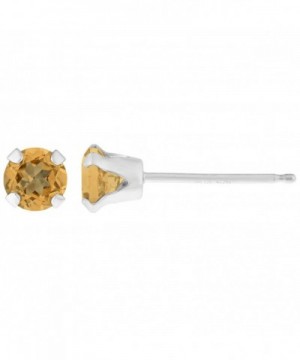 Round Yellow Citrine Birthstone Earrings