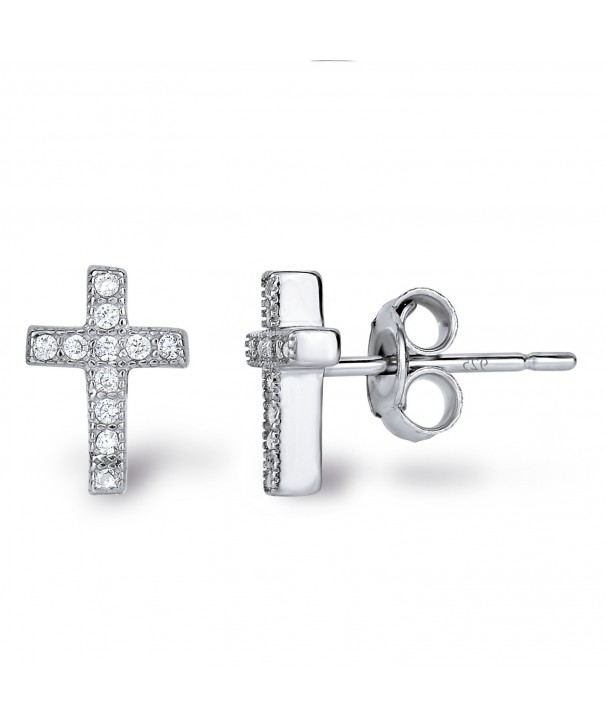 Rhodium Sterling Zirconia Classic Earrings