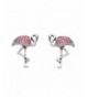 Sterling Silver Flamingo Earrings Rhinestones