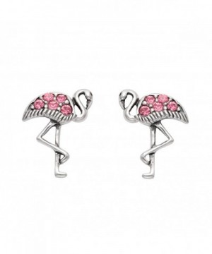 Sterling Silver Flamingo Earrings Rhinestones
