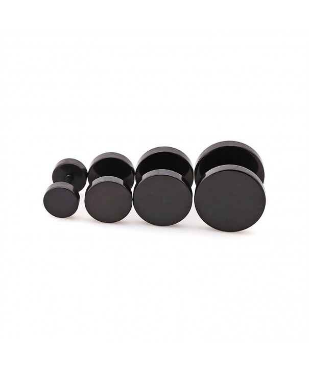6mm 12mm Stainless Earrings Illusion black4pairs