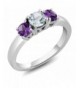 Aquamarine Amethyst Sterling 3 Stone Available