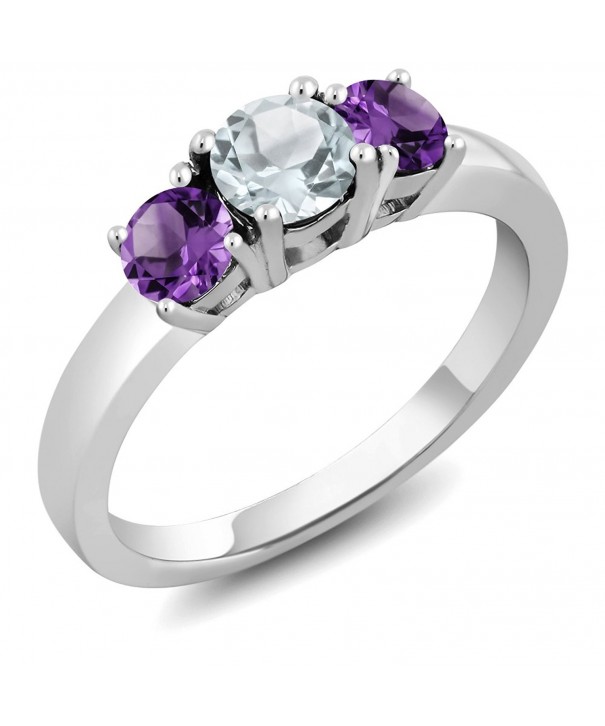 Aquamarine Amethyst Sterling 3 Stone Available