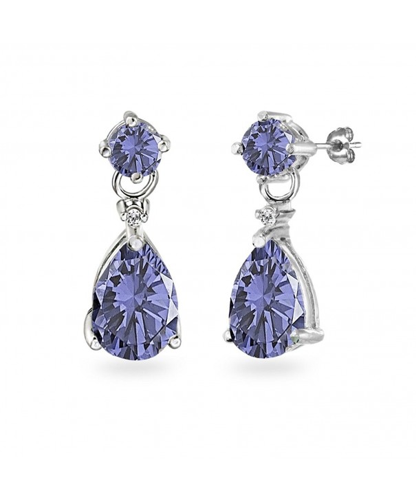 Sterling Simulated Tanzanite Teardrop Earrings