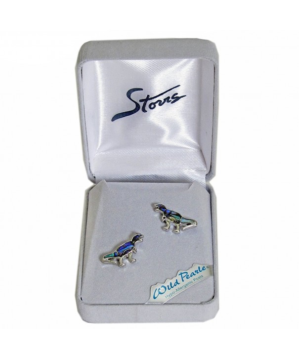 Storrs Handmade Abalone Earrings Dinosaur