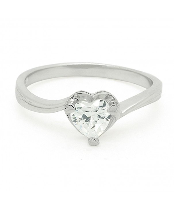 Sterling Silver Heart Stones Ring