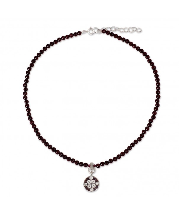 NOVICA Garnet Necklace Sterling Pendant