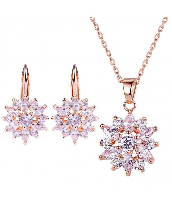 BAMOER Zirconia Snowflake Earrings Rose Gold