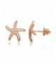 Rose Gold Silver Starfish Earrings