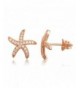 Rose Gold Silver Starfish Earrings