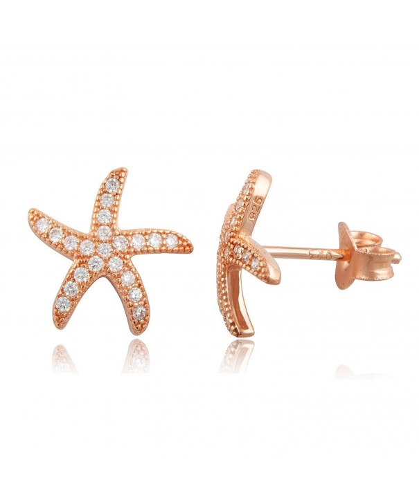 Rose Gold Silver Starfish Earrings