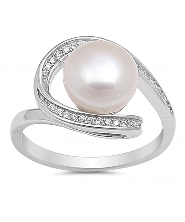 Clear Simulated Pearl Sterling Silver