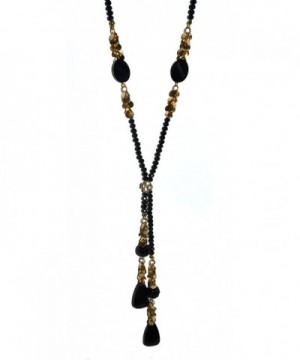 Beaded Rhinestone Necklace Black Color