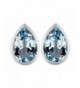 Star Simulated Aquamarine Earrings Sterling