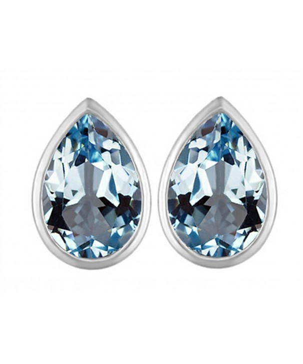Star Simulated Aquamarine Earrings Sterling