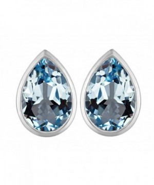 Star Simulated Aquamarine Earrings Sterling