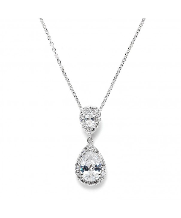 Mariell Pear Shaped Zirconia Teardrop Necklace