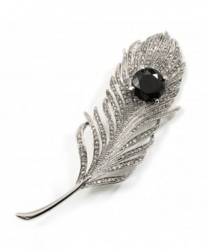 Swarovski Crystal Peacock Feather Silver