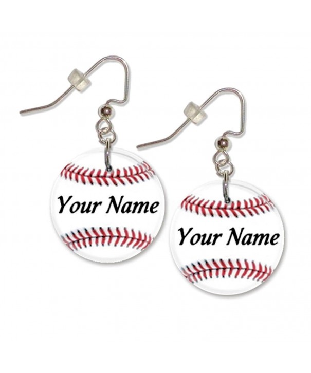 Personalized Baseball Button Dangle Earrings