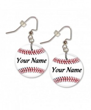 Personalized Baseball Button Dangle Earrings