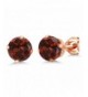 Round Garnet Plated Silver Earrings