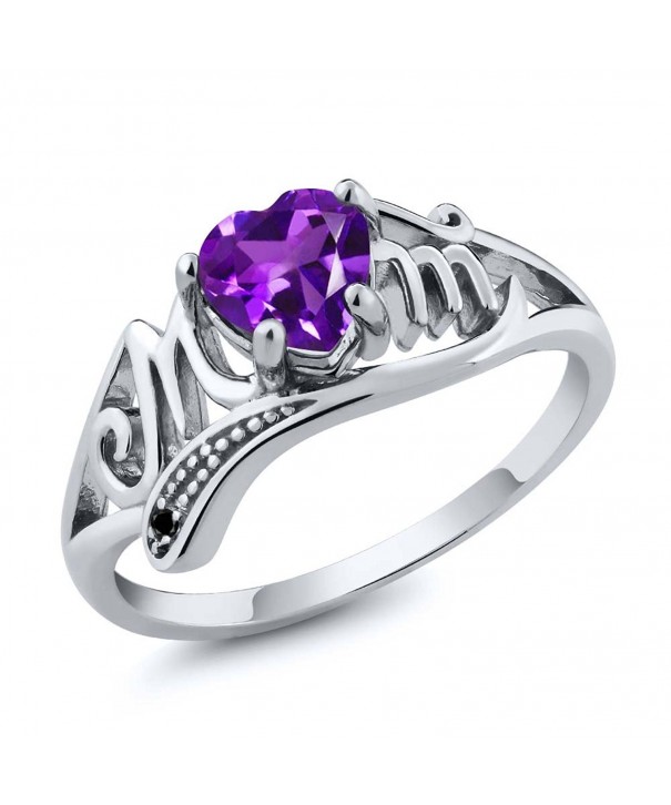 Sterling Silver Mothers Amethyst Diamond