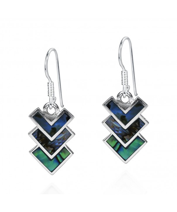 Abalone Chevron Downward Sterling Earrings