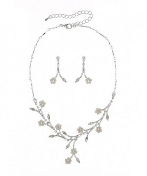 Crystal Flower Wedding Necklace Earrings