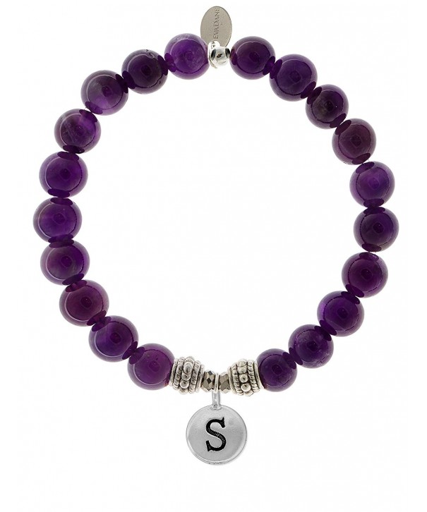 EvaDane Amethyst Gemstone Alphabet Bracelet