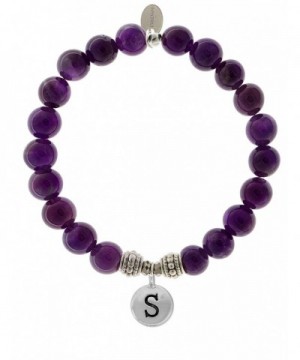 EvaDane Amethyst Gemstone Alphabet Bracelet