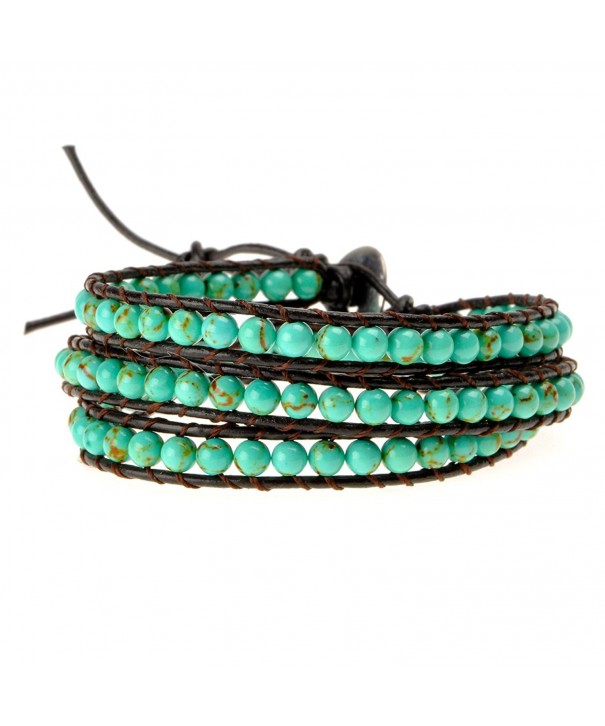 ZLYC Turquoise Leather Bracelet Jewelry