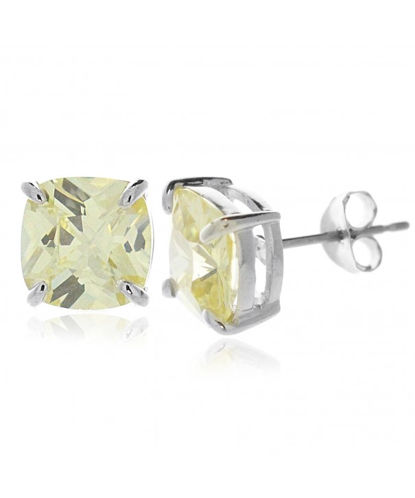 Sterling Silver Zirconia Cushion Earrings