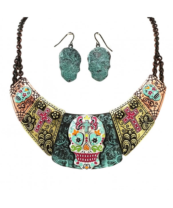 Burnish Handpainted Statement Necklace Earrings