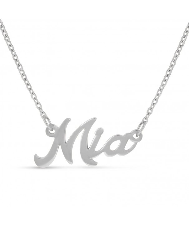 Mia Nameplate Necklace Silver Tone