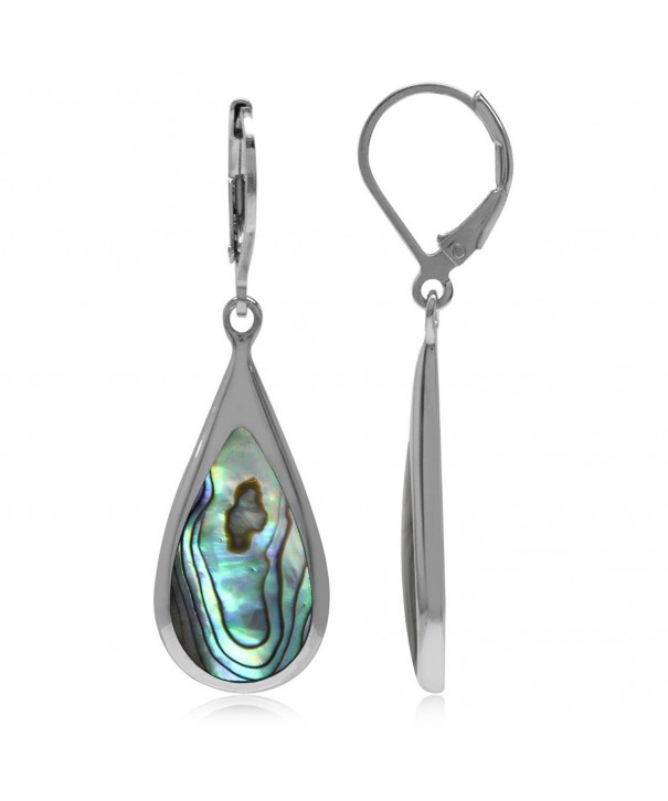 Abalone Plated Sterling Leverback Earrings
