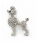 Rhodium Plated Crystal Poodle Brooch