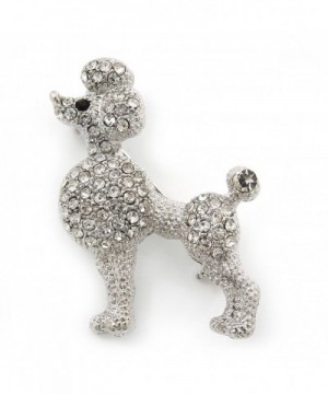 Rhodium Plated Crystal Poodle Brooch