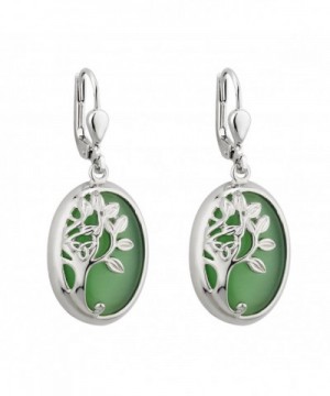 Tree Earrings Rhodium Green Irish