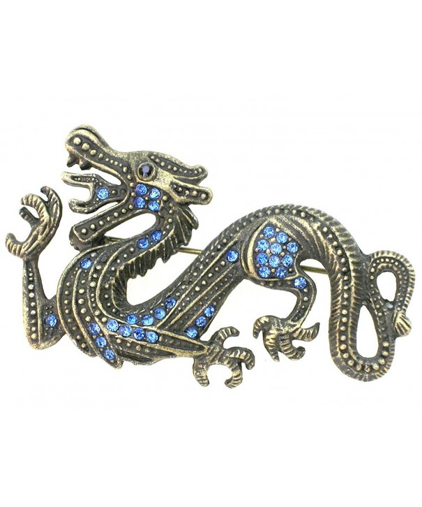 Faship Sapphire Crystal Dragon Brooch