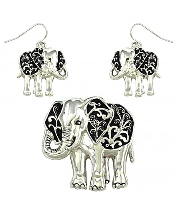DianaL Boutique Elephant Necklace Earrings